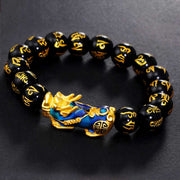FengShui PiXiu Obsidian Om Mani Padme Hum Wealth Bracelet - image 3