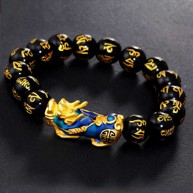FengShui PiXiu Obsidian Om Mani Padme Hum Wealth Bracelet - image 3