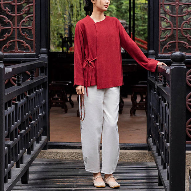 Buddha Stones Long Sleeve Jacket Shirt Top Wide Leg Pants Zen Tai Chi Yoga Meditation Clothing