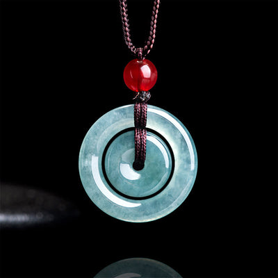 FREE Today: Auspicious and Protection Green Jade Double Peace Buckle Necklace Pendant