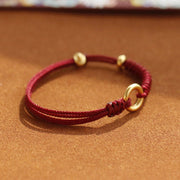 Buddha Stones Alloy Peace Buckle Luck Red String Bracelet Bracelet BS 10