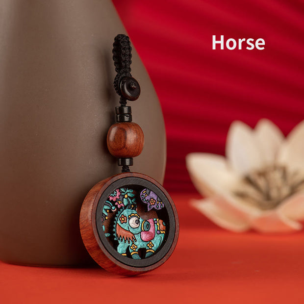 Buddha Stones Year Of The Dragon Hand Painted Chinese Zodiac Rosewood Carved Calm Key Chain (Extra 35% Off | USE CODE: FS35) - Horse - image 14