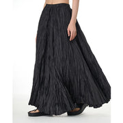 Buddha Stones Solid Color Loose Long Elastic Waist Skirt 9