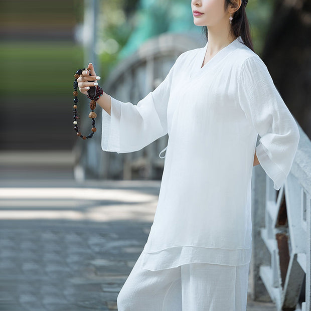 Buddha Stones Yoga Cotton Linen Clothing Uniform Meditation Zen Practice Women's Set (Extra 30% Off | USE CODE: FS30) - image 2