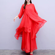 Buddha Stones 3Pcs Yoga Chiffon Clothing Uniform Meditation Zen Practice Women's Set  (Extra 30% Off | USE CODE: FS30) - Red Suit(Top+Pants+Suspenders) - US6，UK/AU10，EU38 (XL) - image 29