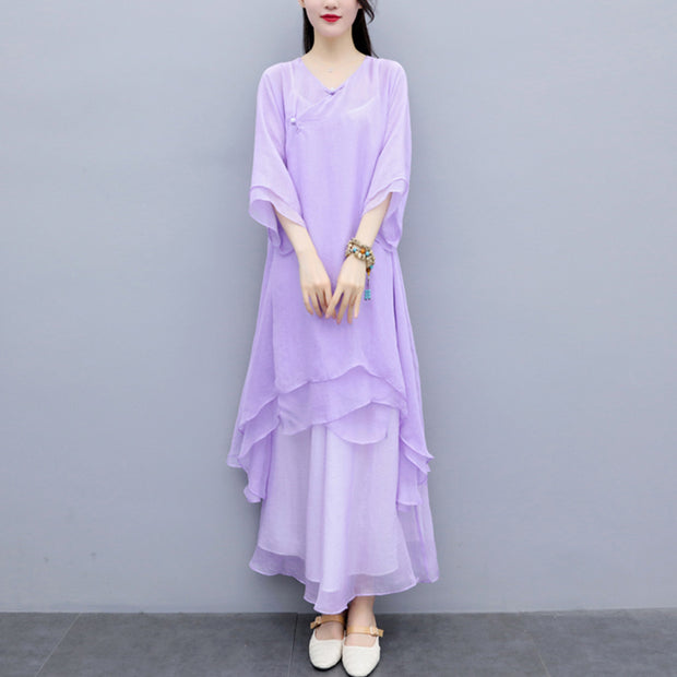 Buddha Stones 3Pcs Yoga Chiffon Clothing Uniform Meditation Zen Practice Women's Set  (Extra 30% Off | USE CODE: FS30) - Purple Top&Purple Pants&Suspenders - US6，UK/AU10，EU38 (XL) - image 36