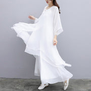 Buddha Stones 3Pcs Yoga Chiffon Clothing Uniform Meditation Zen Practice Women's Set  (Extra 30% Off | USE CODE: FS30) - White Suit(Top+Pants+Suspenders) - US6，UK/AU10，EU38 (XL) - image 21