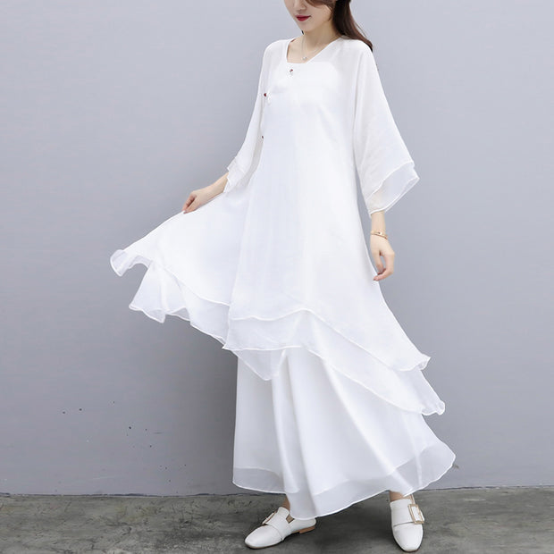 Buddha Stones 3Pcs Yoga Chiffon Clothing Uniform Meditation Zen Practice Women's Set - image 26