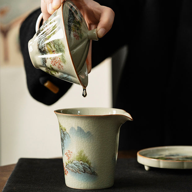 Buddha Stones Pine Mountain Forest Landscape Ceramic Gaiwan Sancai Teacup Kung Fu Tea Cup And Saucer With Lid (Extra 35% Off | USE CODE: FS35) - image 13