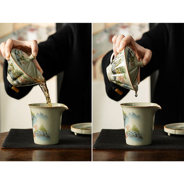 Buddha Stones Pine Mountain Forest Landscape Ceramic Gaiwan Sancai Teacup Kung Fu Tea Cup And Saucer With Lid (Extra 35% Off | USE CODE: FS35) - image 14
