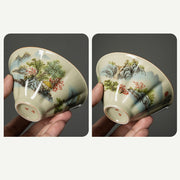 Buddha Stones Pine Mountain Forest Landscape Ceramic Gaiwan Sancai Teacup Kung Fu Tea Cup And Saucer With Lid (Extra 35% Off | USE CODE: FS35) - image 15
