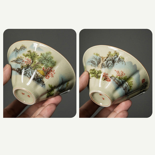 Buddha Stones Pine Mountain Forest Landscape Ceramic Gaiwan Sancai Teacup Kung Fu Tea Cup And Saucer With Lid (Extra 35% Off | USE CODE: FS35) - image 15