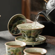 Buddha Stones Pine Mountain Forest Landscape Ceramic Gaiwan Sancai Teacup Kung Fu Tea Cup And Saucer With Lid (Extra 35% Off | USE CODE: FS35) - image 5