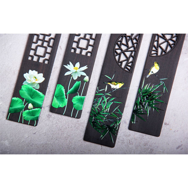 Buddha Stones Green Lotus Bamboo Oriole Ebony Wood Bookmarks With Gift Box (Extra 35% Off | USE CODE: FS35) - image 12