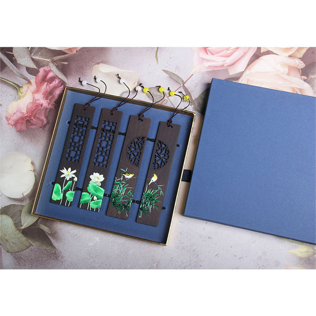 Buddha Stones Green Lotus Bamboo Oriole Ebony Wood Bookmarks With Gift Box (Extra 35% Off | USE CODE: FS35) - image 8