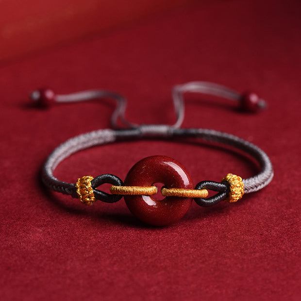 FREE Today: Luck And Happiness Handcrafted Cinnabar Peace Buckle Pattern Braided Bracelet