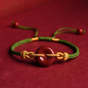 FREE Today: Luck And Happiness Handcrafted Cinnabar Peace Buckle Pattern Braided Bracelet