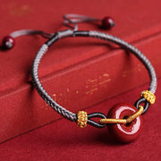 FREE Today: Luck And Happiness Handcrafted Cinnabar Peace Buckle Pattern Braided Bracelet