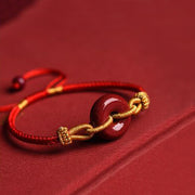 FREE Today: Luck And Happiness Handcrafted Cinnabar Peace Buckle Pattern Braided Bracelet