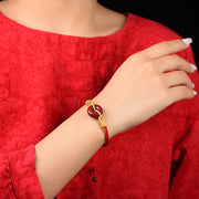 FREE Today: Luck And Happiness Handcrafted Cinnabar Peace Buckle Pattern Braided Bracelet