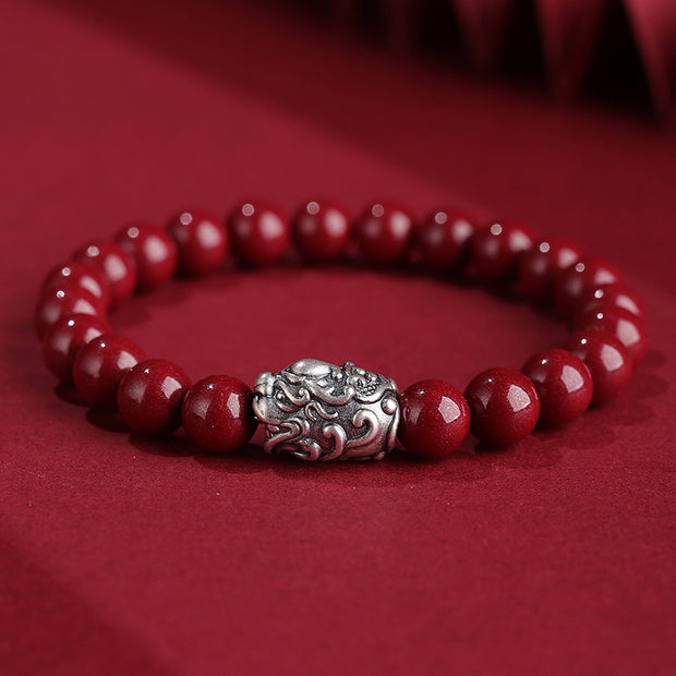 Buddha Stones 999 Sterling Silver PiXiu Natural Cinnabar Wealth Luck Bracelet (Extra 30% Off | USE CODE: FS30) - 8mm(Wrist Circumference 14-16cm) - image 5