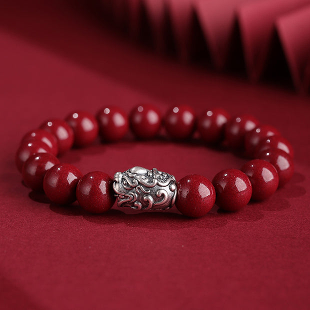 Buddha Stones 999 Sterling Silver PiXiu Natural Cinnabar Wealth Luck Bracelet (Extra 30% Off | USE CODE: FS30) - 10mm(Wrist Circumference 14-16cm) - image 9