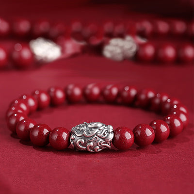 Buddha Stones 999 Sterling Silver PiXiu Natural Cinnabar Wealth Luck Bracelet (Extra 30% Off | USE CODE: FS30) - image 0
