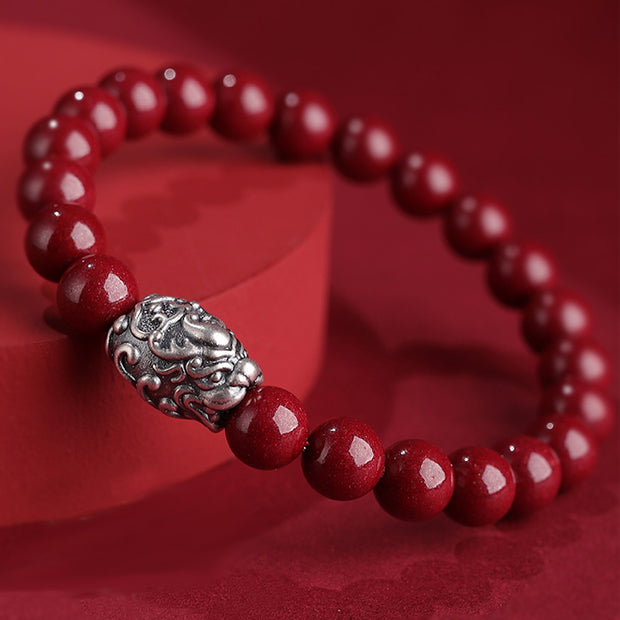 Buddha Stones 999 Sterling Silver PiXiu Natural Cinnabar Wealth Luck Bracelet (Extra 30% Off | USE CODE: FS30) - image 2
