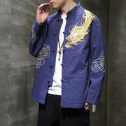 Buddha Stones Dragon Auspicious Cloud Embroidery Clothing Chinese Tang Suit Jacket Men Clothing