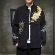 Buddha Stones Dragon Auspicious Cloud Embroidery Clothing Chinese Tang Suit Jacket Men Clothing