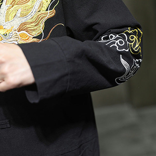 Buddha Stones Dragon Auspicious Cloud Embroidery Clothing Chinese Tang Suit Jacket Men Clothing