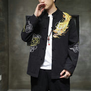 Buddha Stones Dragon Auspicious Cloud Embroidery Clothing Chinese Tang Suit Jacket Men Clothing