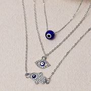 Buddha Stones Evil Eye Hamsa Symbol Blessing Luck Chain Necklace Pendant (Extra 35% Off | USE CODE: FS35) - Silver - 3Pcs - image 9