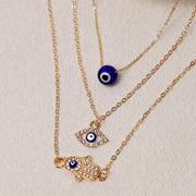 Buddha Stones Evil Eye Hamsa Symbol Blessing Luck Chain Necklace Pendant (Extra 35% Off | USE CODE: FS35) - Gold - 3Pcs - image 4