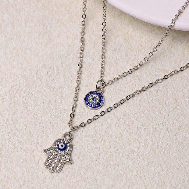 Buddha Stones Evil Eye Hamsa Symbol Blessing Luck Chain Necklace Pendant (Extra 35% Off | USE CODE: FS35) - Silver - 2Pcs - image 6