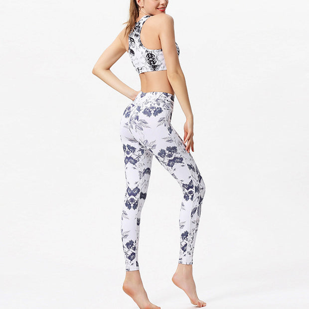 Buddha Stones Flowers Leaves Print Pants Sports Fitness Yoga Leggings Women's Yoga Pants