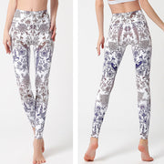 Buddha Stones Flowers Leaves Birds Print Pants Sports Fitness Yoga Leggings Women's Yoga Pants