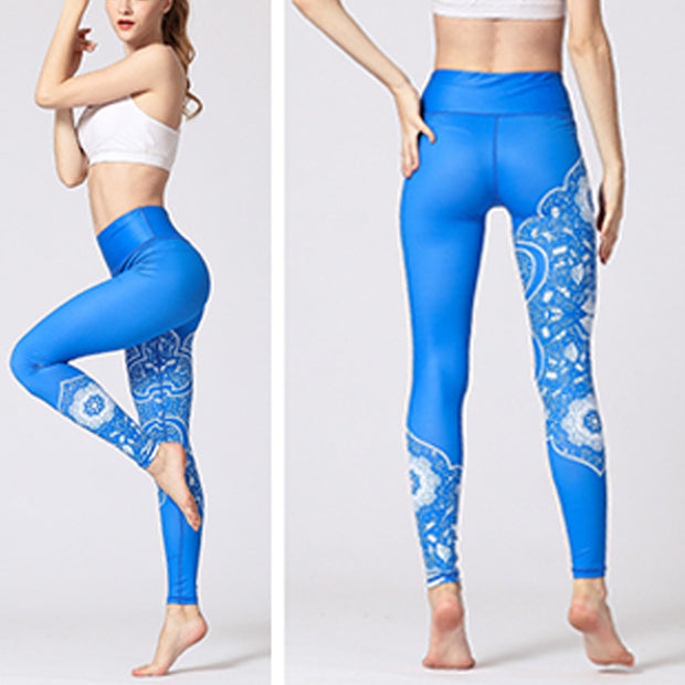 Buddha Stones Lines Weeds Sakura Flowers Black Tree Print Pants Sports Fitness Yoga Leggings Women's Yoga Pants