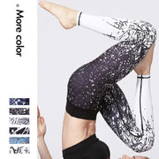 Buddha Stones Lines Weeds Sakura Flowers Black Tree Print Pants Sports Fitness Yoga Leggings Women's Yoga Pants