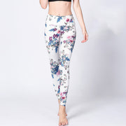 Buddha Stones Pink Flower White Colorful Ink White Print Leggings Sports Fitness Yoga Women's Pants