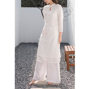 Buddha Stones 2Pcs Lotus Pattern Tai Chi Meditation Yoga Cotton Linen Clothing Top Pants Women's Set  (Extra 30% Off | USE CODE: FS30) - image 3