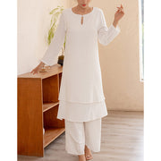 Buddha Stones 2Pcs Simple Design Tai Chi Meditation Yoga Clothing Top Pants Women's Set (Extra 30% Off | USE CODE: FS30) - image 2