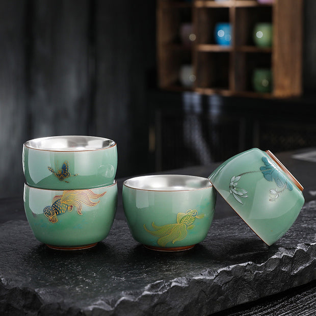 Buddha Stones Butterfly Goldfish Lotus Koi Fish Ceramic Teacup Kung Fu Tea Cup 120ml (Extra 35% Off | USE CODE: FS35) - image 0