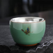 Buddha Stones Butterfly Goldfish Lotus Koi Fish Ceramic Teacup Kung Fu Tea Cup 120ml (Extra 35% Off | USE CODE: FS35) - Butterfly 7.3cm*5.3cm*120ml - image 1