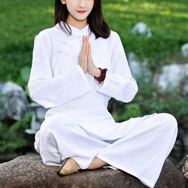Buddha Stones 2Pcs Plain Long Sleeve Zen Yoga Clothing Meditation Clothing Top Pants Women's Set (Extra 30% Off | USE CODE: FS30) - image 1