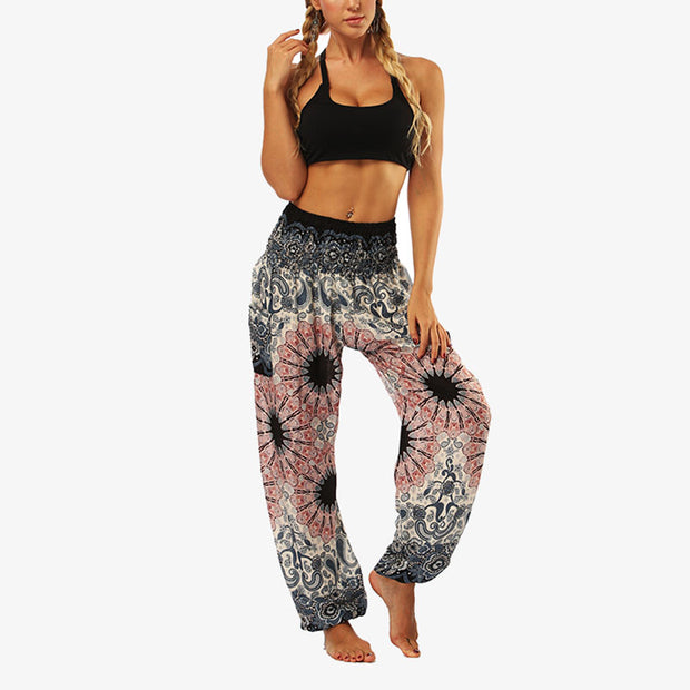 Buddha Stones Hippie Pants Baggy Boho High Waist Lounge Trousers with Pockets Women's Yoga Pants