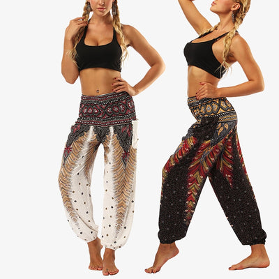 Buddha Stones Hippie Pants Baggy Boho High Waist Lounge Trousers with Pockets Women's Yoga Pants