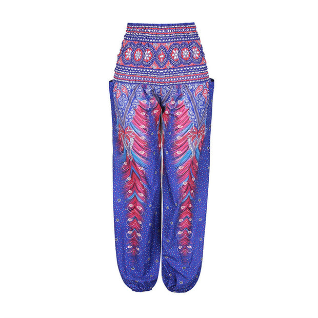 Buddha Stones Hippie Pants Baggy Boho High Waist Lounge Trousers with Pockets Women's Yoga Pants