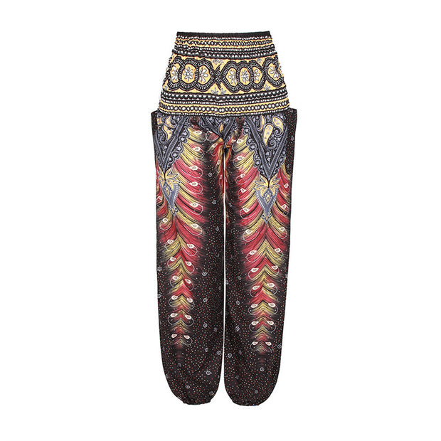 Buddha Stones Hippie Pants Baggy Boho High Waist Lounge Trousers with Pockets Women's Yoga Pants