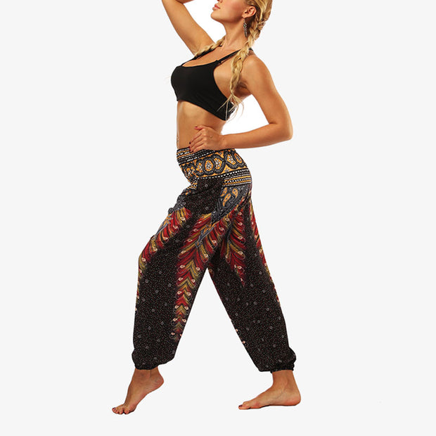 Buddha Stones Hippie Pants Baggy Boho High Waist Lounge Trousers with Pockets Women's Yoga Pants